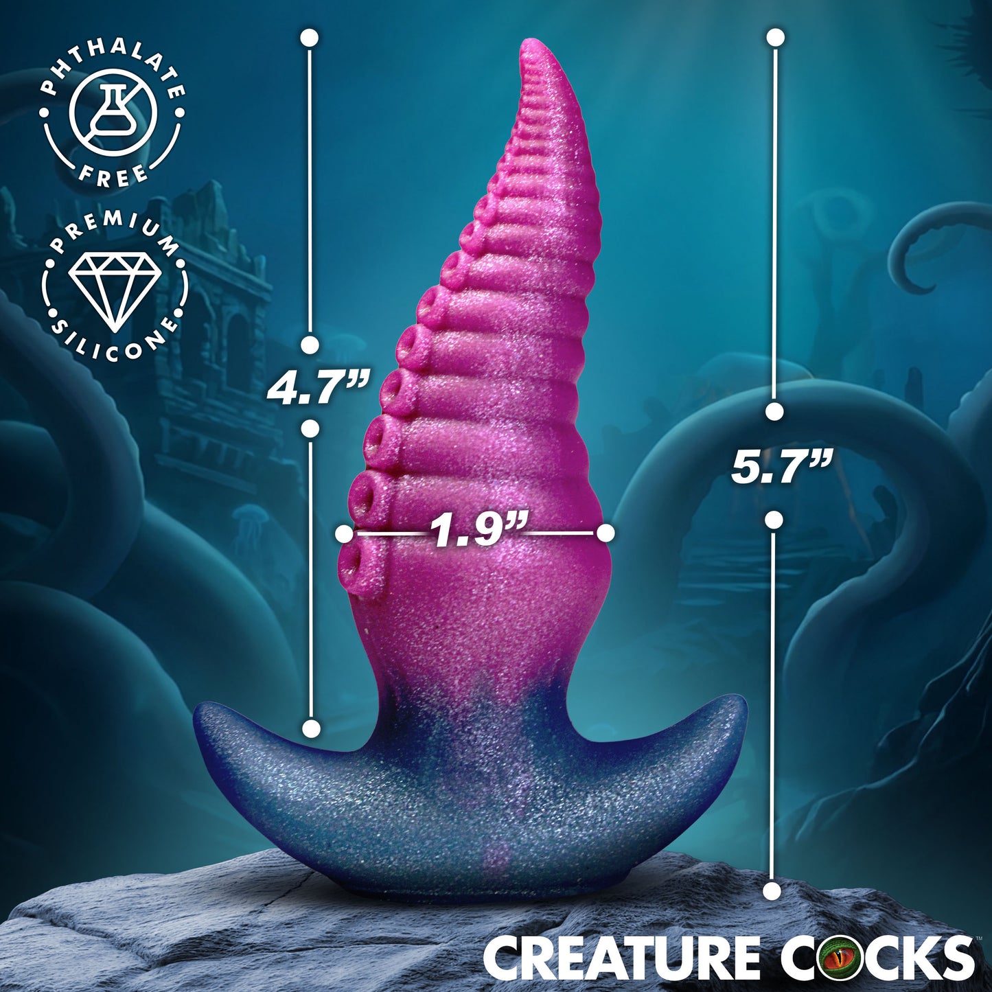 Size chart for the Plugtopus tentacle butt plug