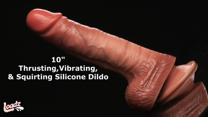 10" Thrusting, Vibrating, & Squirting Dildo