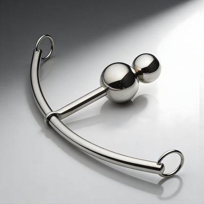 stainless steel double ball plug for gay men with sliding o ring rod weighted anal plug for controlled depth and stimulation