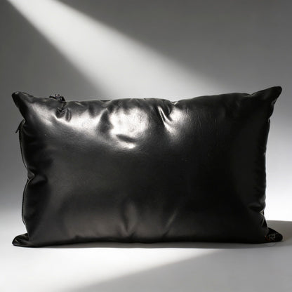 black padded support pillow for leather bondage sling with smooth cushioned surface and zipper closure