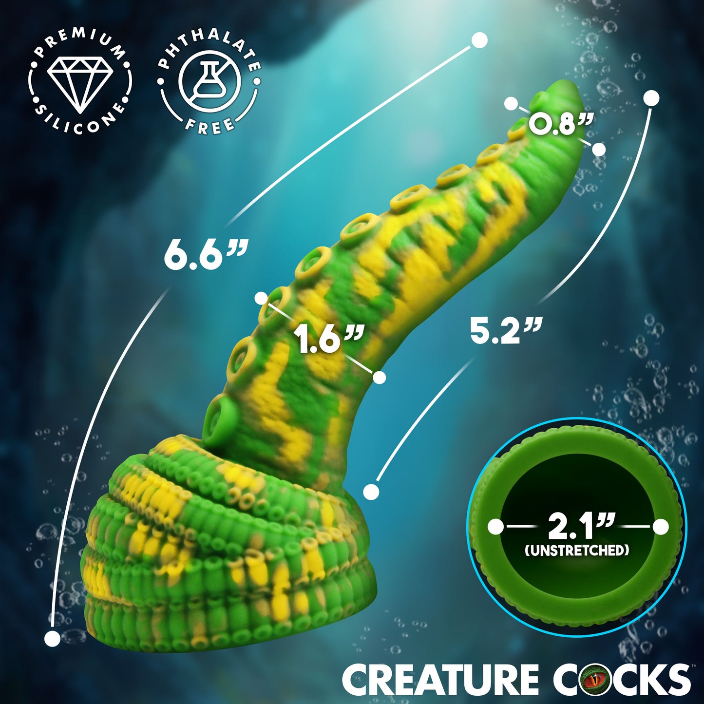 Size chart for the Tenta Head wand attachment