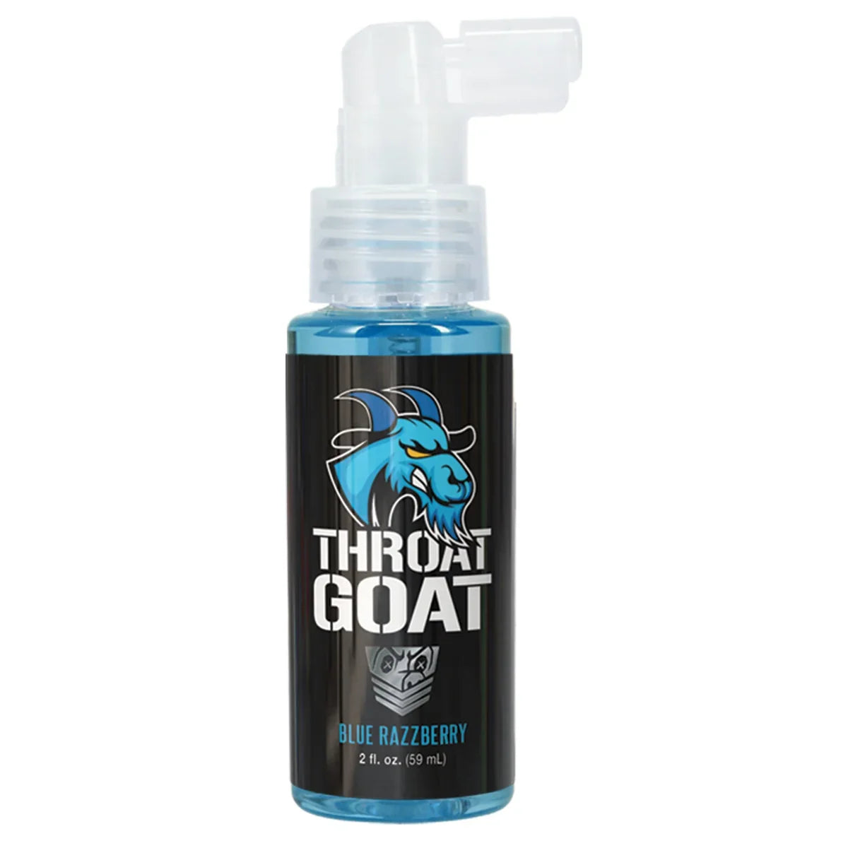 Throat Goat deep throat spray 2 oz, Blue Razzberry flavor bottle, Fort Troff