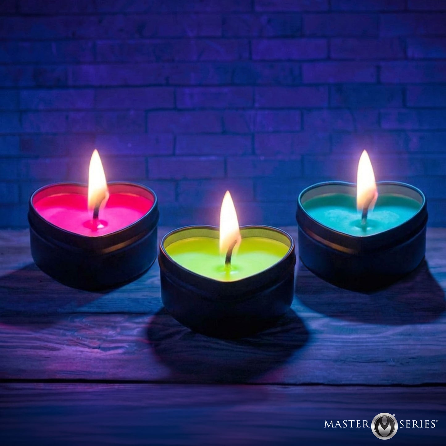 UV blacklight reactive neon heart drip candle set for gay wax play