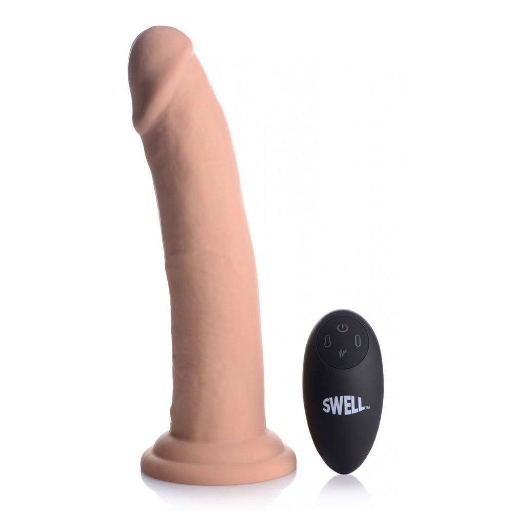 7X Inflatable and Vibrating Remote Control Silicone Dildo