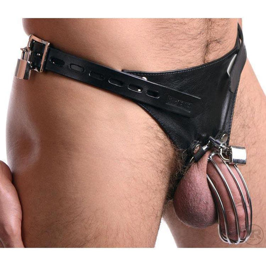 Strict Leather Locking Chastity Device Support Harness