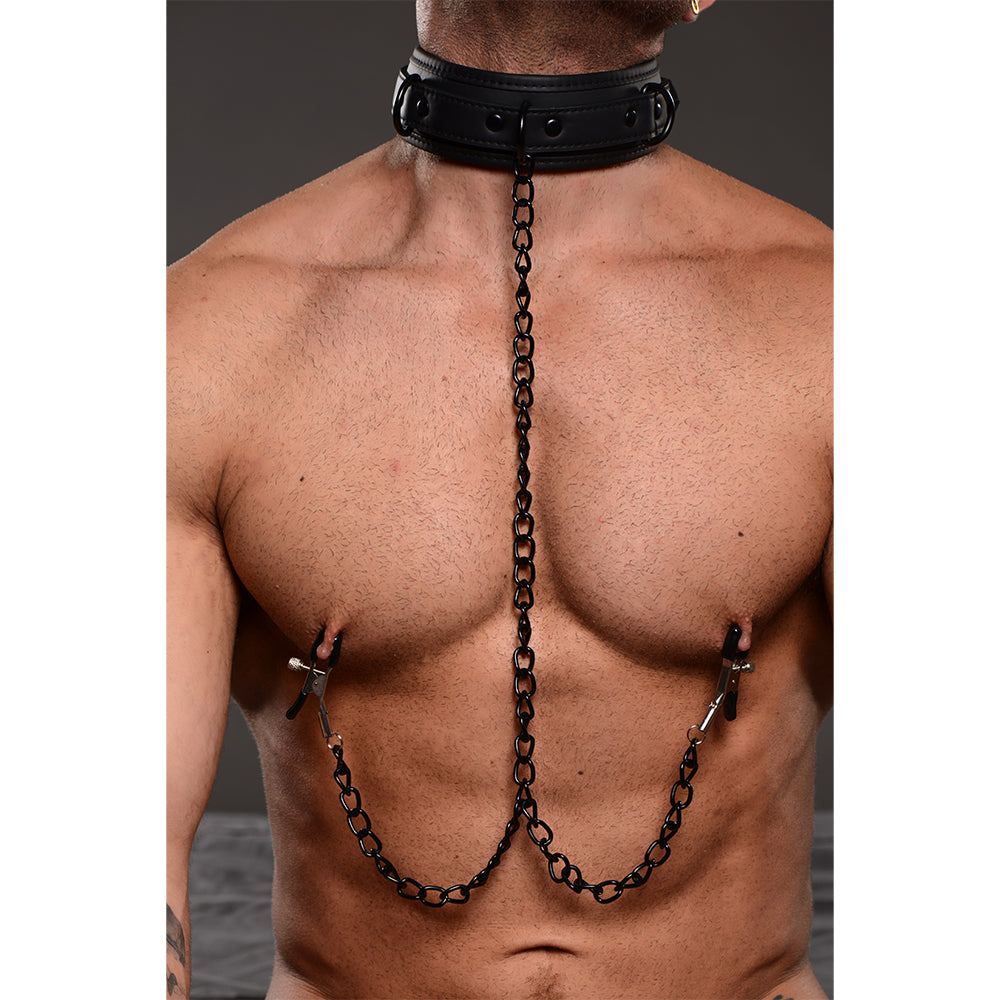 Collared Temptress Collar with Nipple Clamps