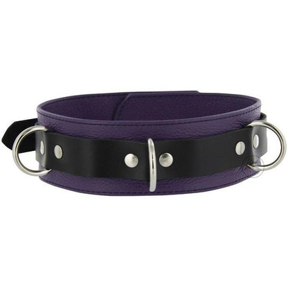 Strict Leather Black and Purple Deluxe Locking Collar