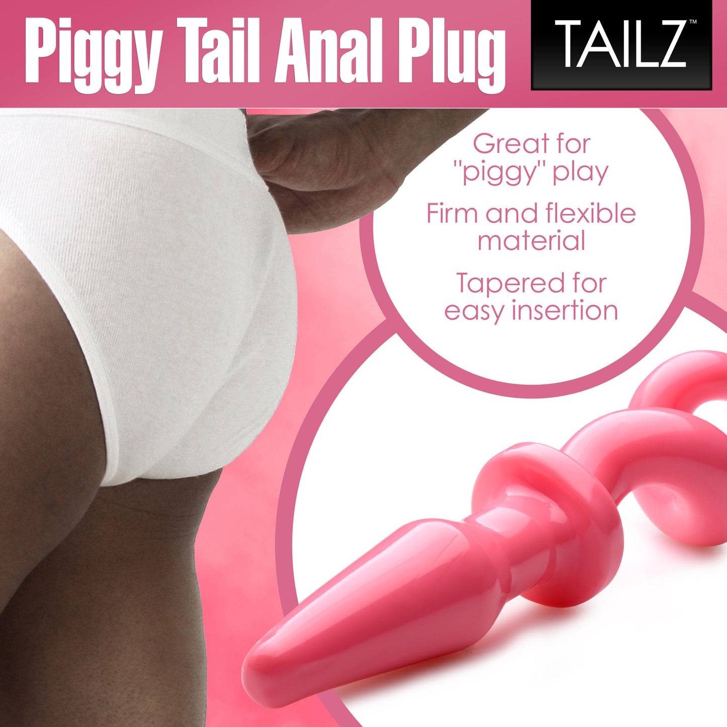Pink Pig Tail Butt Plug Boyzshop Pink Pig Tail Butt Plug Boyzshop