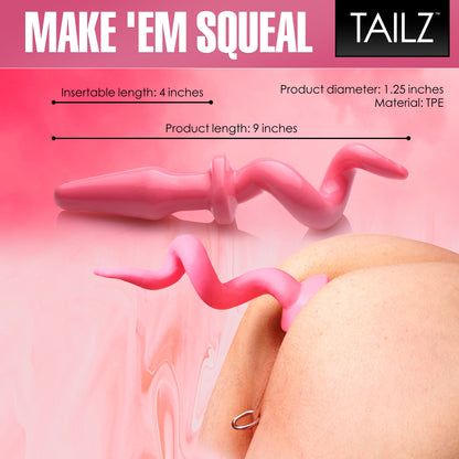 Pink Pig Tail Butt Plug
