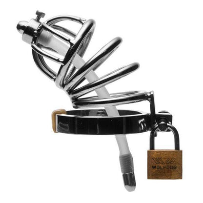Stainless Steel Chastity Cage with Urethral Insert