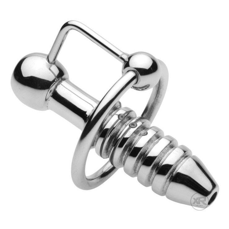 XL Ribbed Urethral Penis Plug with Hollow Core