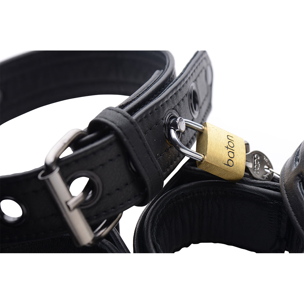 Black Premium Leather Collar and Cuffs