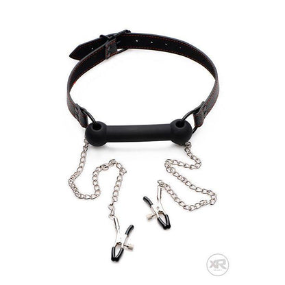 Silicone Bit Gag with Nipple Clamps