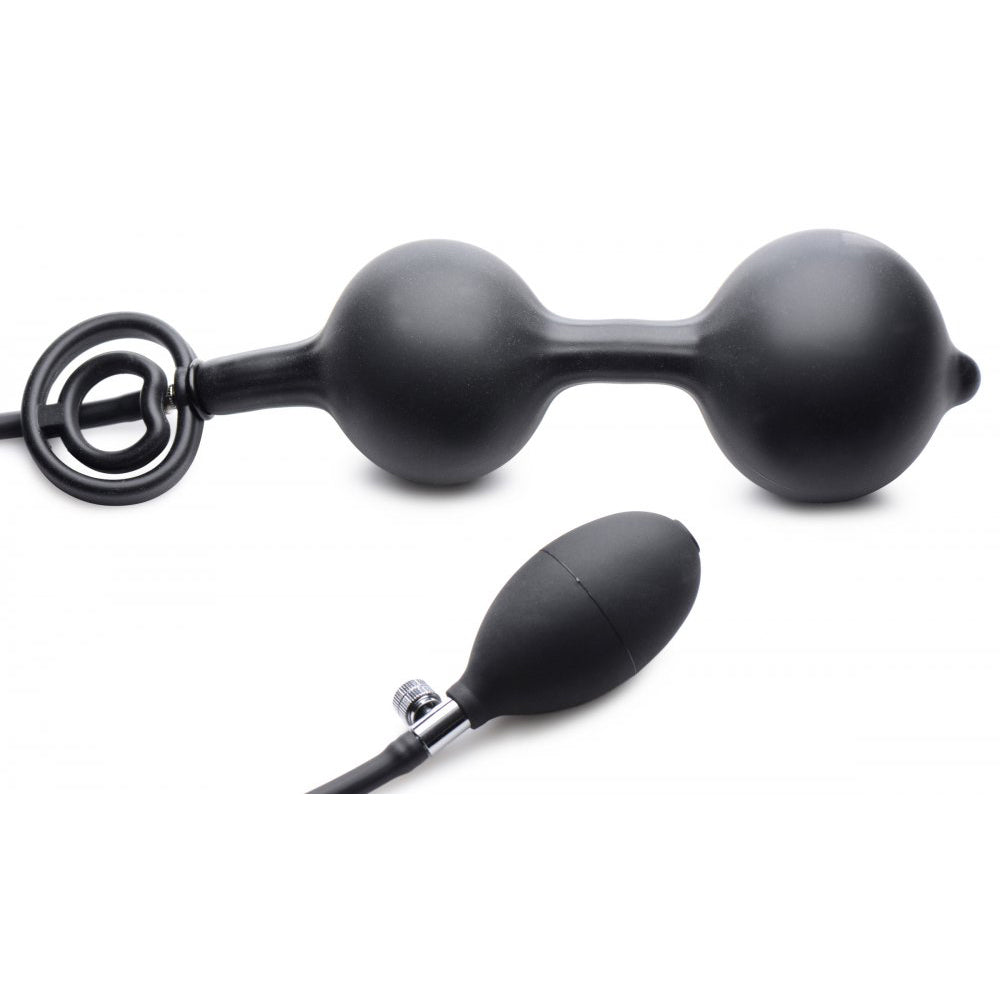 Devils Rattle Inflatable Silicone Anal Plug with Cock and Ball Ring