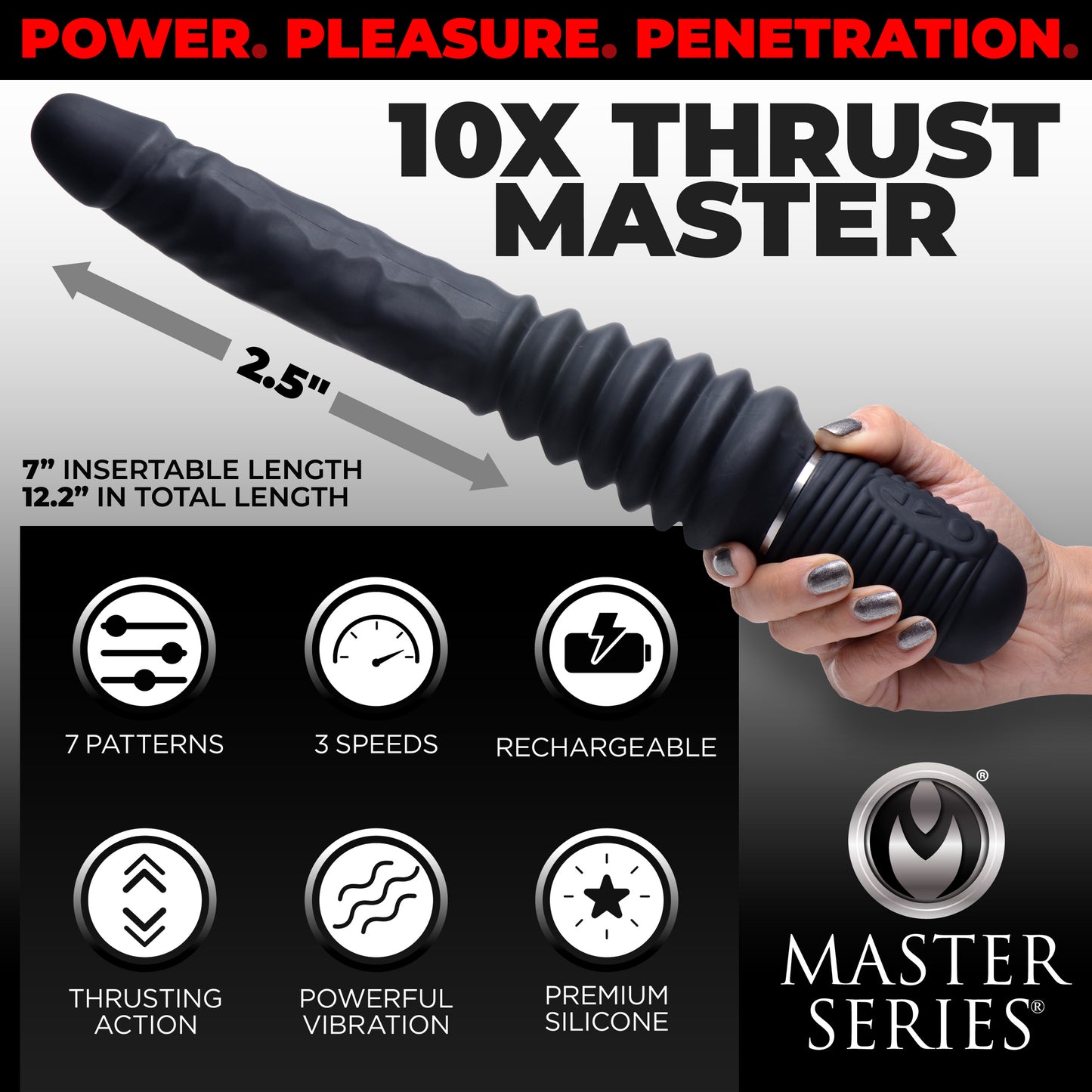 10X Silicone Vibrating and Thrusting Dildo Boyzshop 10X Silicone Vibrating and Thrusting Dildo Boyzshop