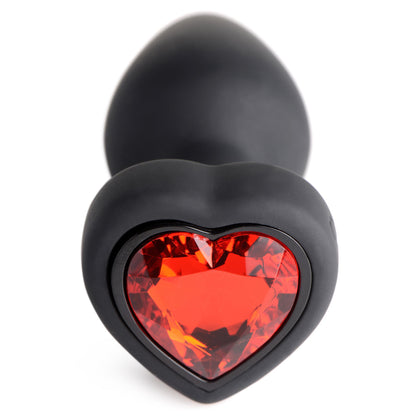 28X Vibrating Silicone Red Heart Anal Plug