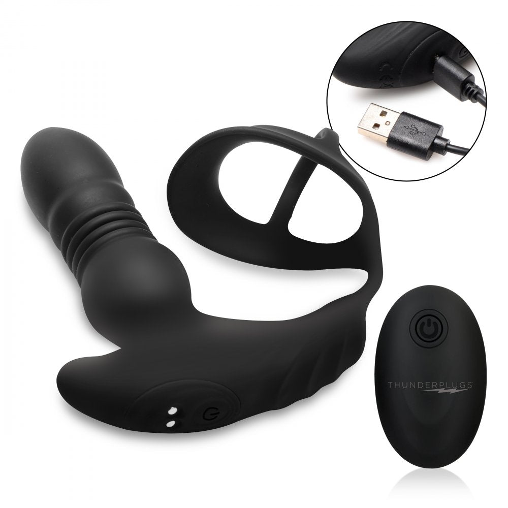 Thrusting Vibrator with Cock and Ball Ring and Remote Boyzshop Thrusting Vibrator with Cock and Ball Ring and Remote Boyzshop