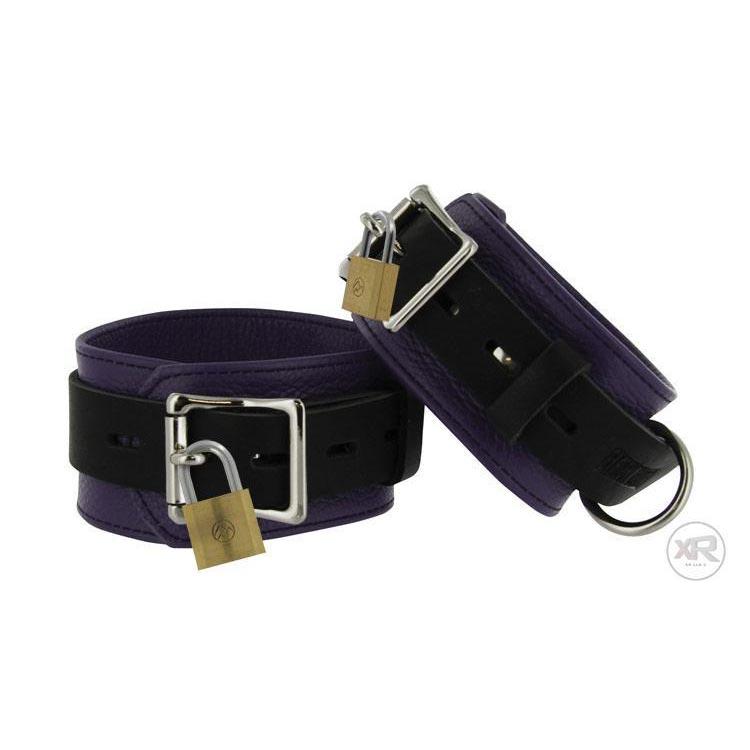 Strict Leather Black and Purple Deluxe Locking Restraints